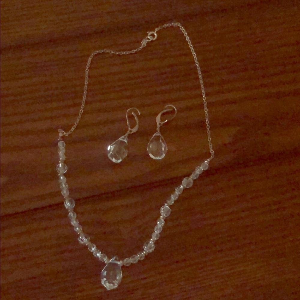 cubic zirconia stone necklace and earrings set